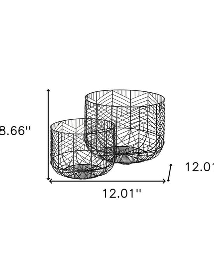 Set of Two Black Metal Tabletop Sculpture