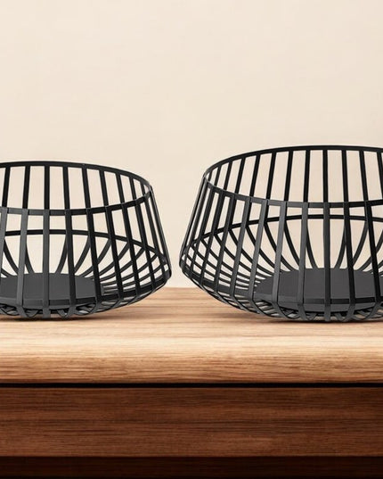 Set of Two Black Metal Decorative Bowl