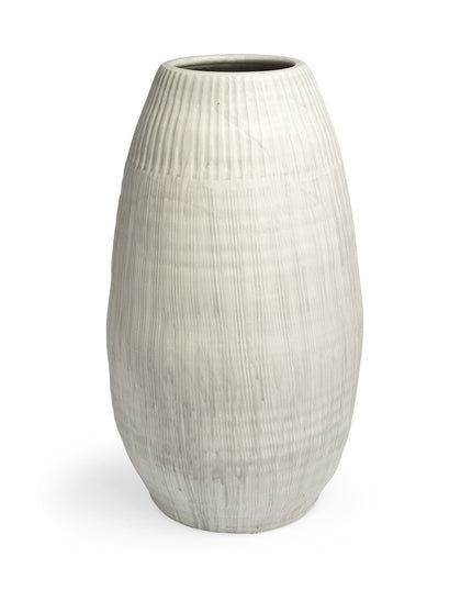 29" White Cylinder Ceramic Floor Vase