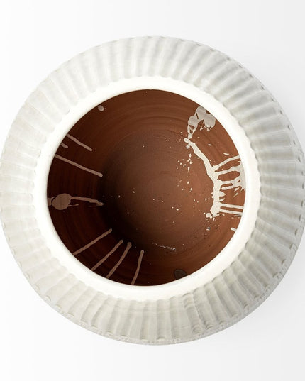 29" White Cylinder Ceramic Floor Vase