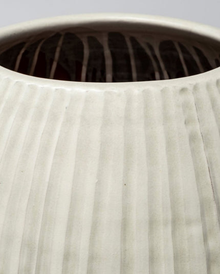 29" White Cylinder Ceramic Floor Vase