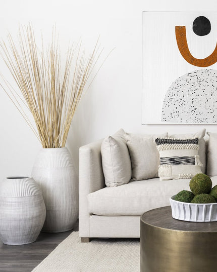 29" White Cylinder Ceramic Floor Vase