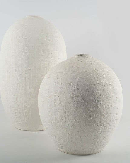 23" White Cylinder Ceramic Floor Vase