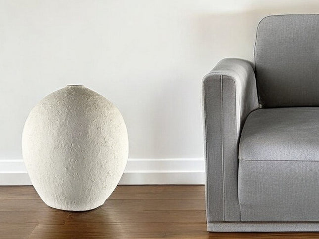 23" White Cylinder Ceramic Floor Vase