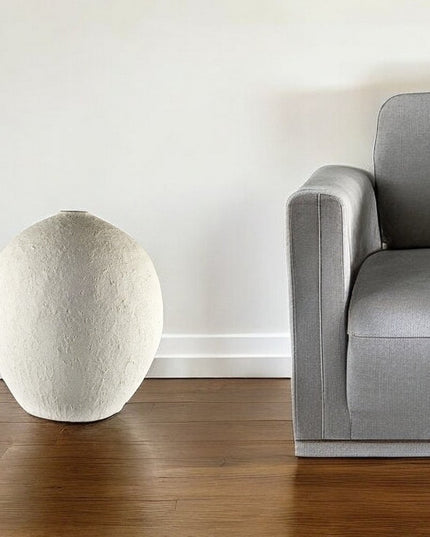 23" White Cylinder Ceramic Floor Vase