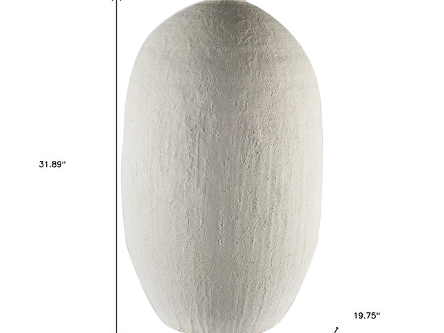 32" White Cylinder Ceramic Floor Vase