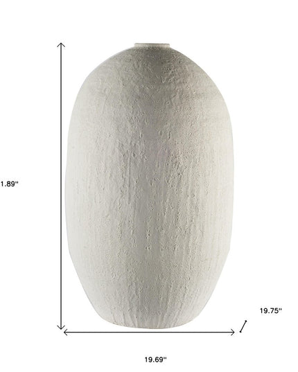 32" White Cylinder Ceramic Floor Vase