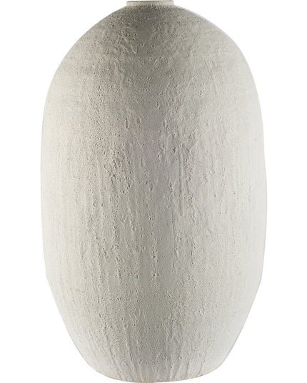 32" White Cylinder Ceramic Floor Vase