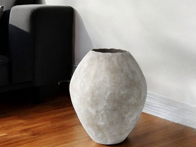 28" Tan Cylinder Ceramic Floor Vase