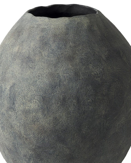 23" Gray Oval Distressed Ceramic Floor Vase