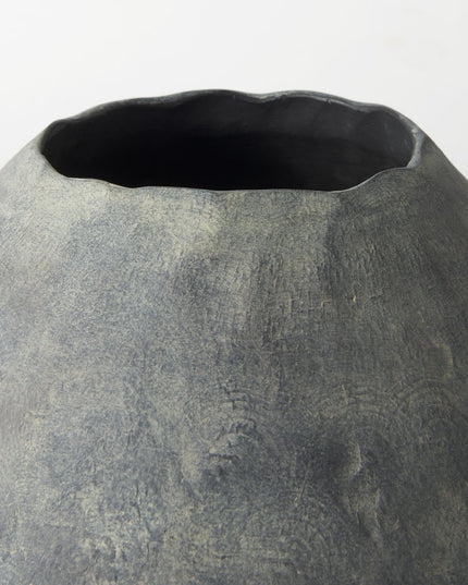 23" Gray Oval Distressed Ceramic Floor Vase