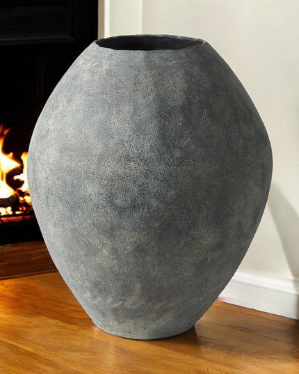 28" Gray Cylinder Ceramic Floor Vase