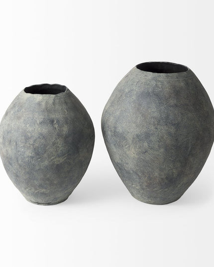 28" Gray Cylinder Ceramic Floor Vase