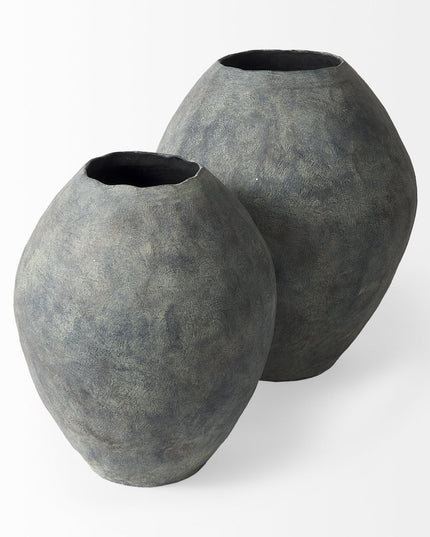 28" Gray Cylinder Ceramic Floor Vase