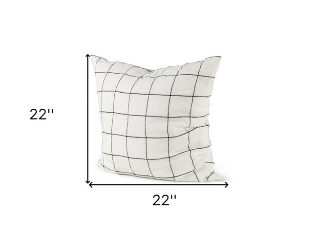 White And Black Grid Square Accent Pillow Cover