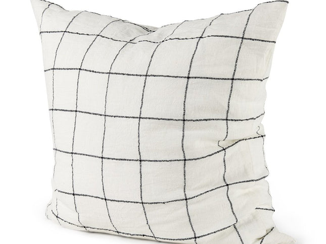 White And Black Grid Square Accent Pillow Cover