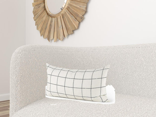 White And Black Grid Lumbar Accent Pillow Cover