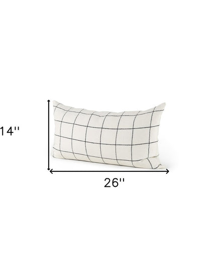 White And Black Grid Lumbar Accent Pillow Cover