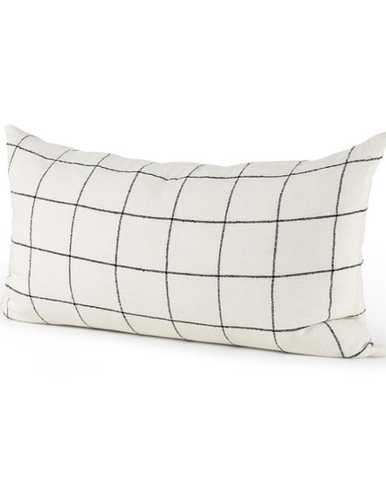 White And Black Grid Lumbar Accent Pillow Cover