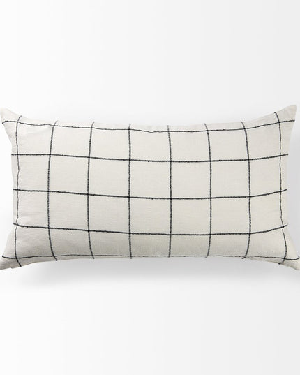 White And Black Grid Lumbar Accent Pillow Cover