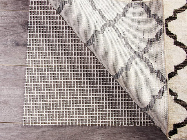 6' x 9' Ivory Striped Weave Non Slip Rug Pad