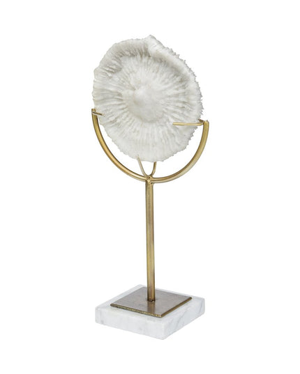 15" Gold and White Metal and Resin Tabletop Sculpture