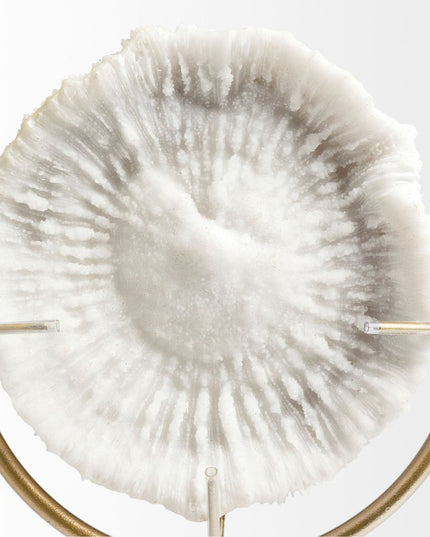 15" Gold and White Metal and Resin Tabletop Sculpture