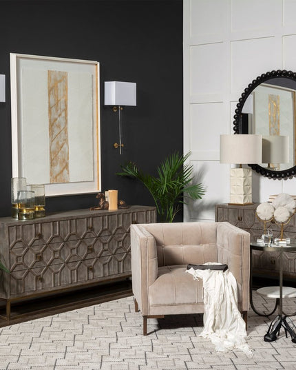 15" Gold and White Metal and Resin Tabletop Sculpture