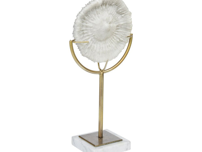 15" Gold and White Metal and Resin Tabletop Sculpture