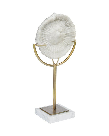 15" Gold and White Metal and Resin Tabletop Sculpture