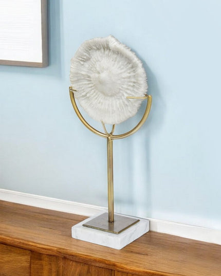 15" Gold and White Metal and Resin Tabletop Sculpture