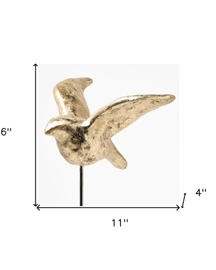 Set Of Three Gold Bird Sculptures