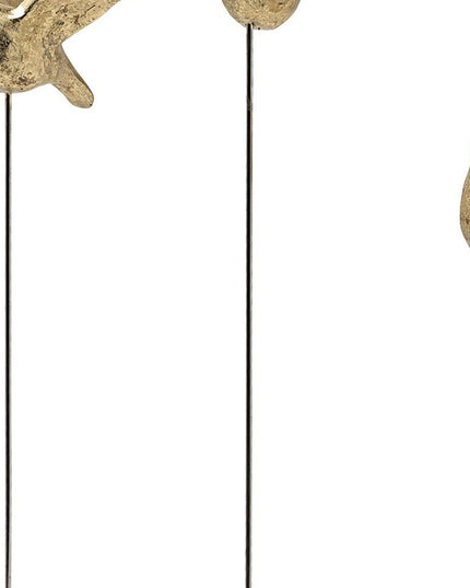 Set Of Three Gold Bird Sculptures