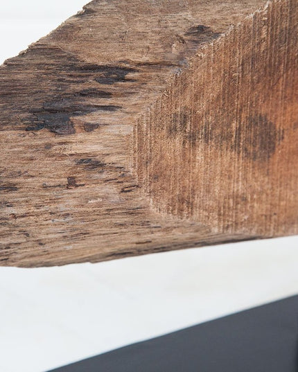 15" Brown and Black Wood and Metal Tabletop Sculpture