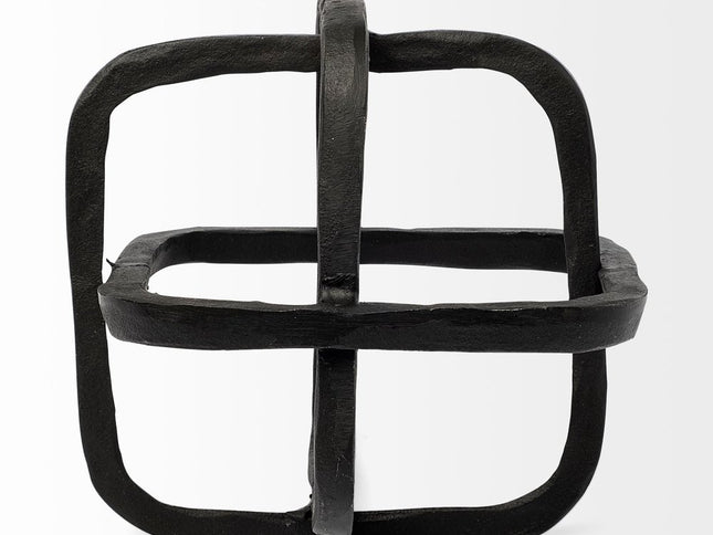 Black Metal Cube Shaped Link Sculpture