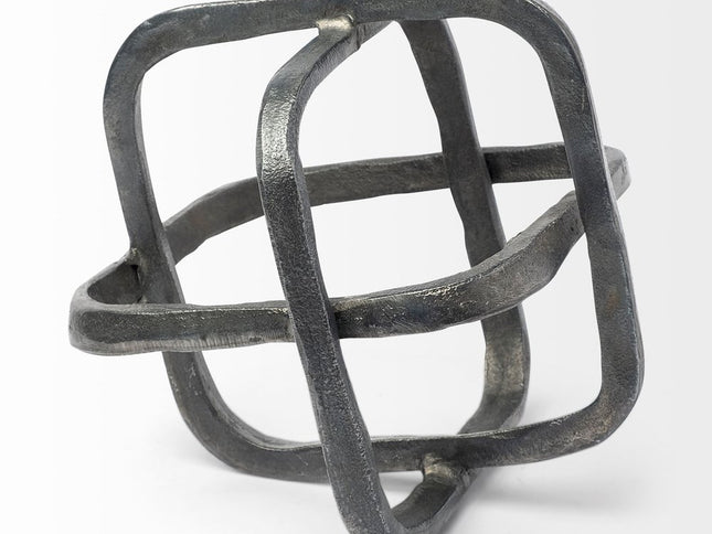 Silver Metal Cubed Shaped Link Sculpture