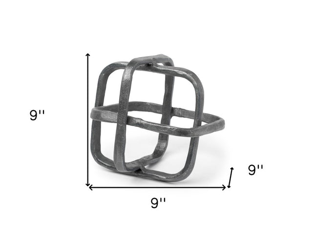 Silver Metal Cubed Shaped Link Sculpture