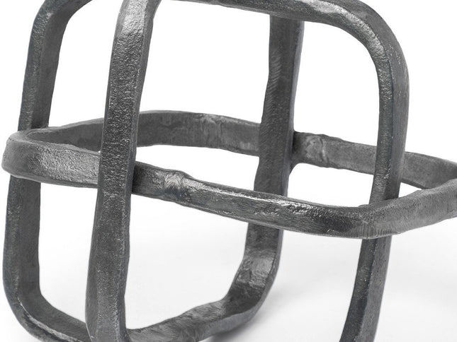 Silver Metal Cubed Shaped Link Sculpture