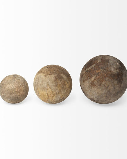 Set Of Three Wooden Spheres
