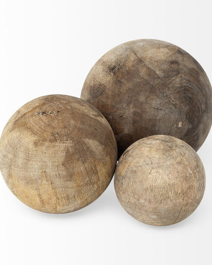 Set Of Three Wooden Spheres