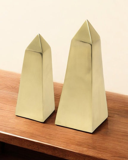 Set of Two 11" Gold Metal Tabletop Sculpture