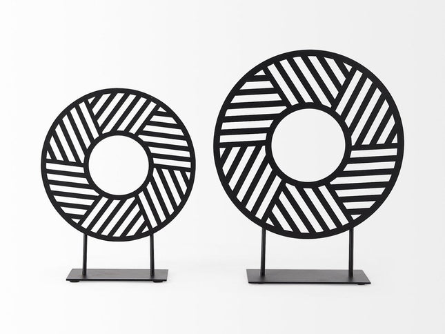 Black Metal Round Geometric Sculpture