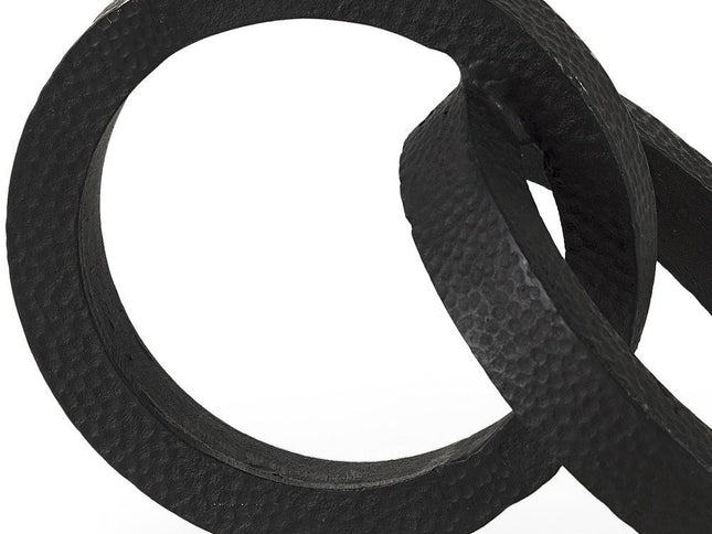 Two Ring Black Hammered Metal Sculpture