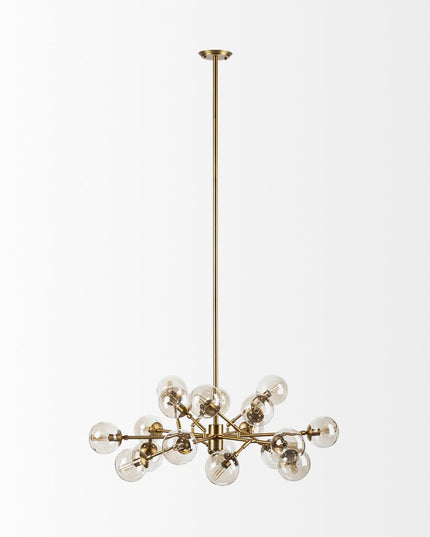 Gold Metal Eighteen Bulb Hanging Chandelier