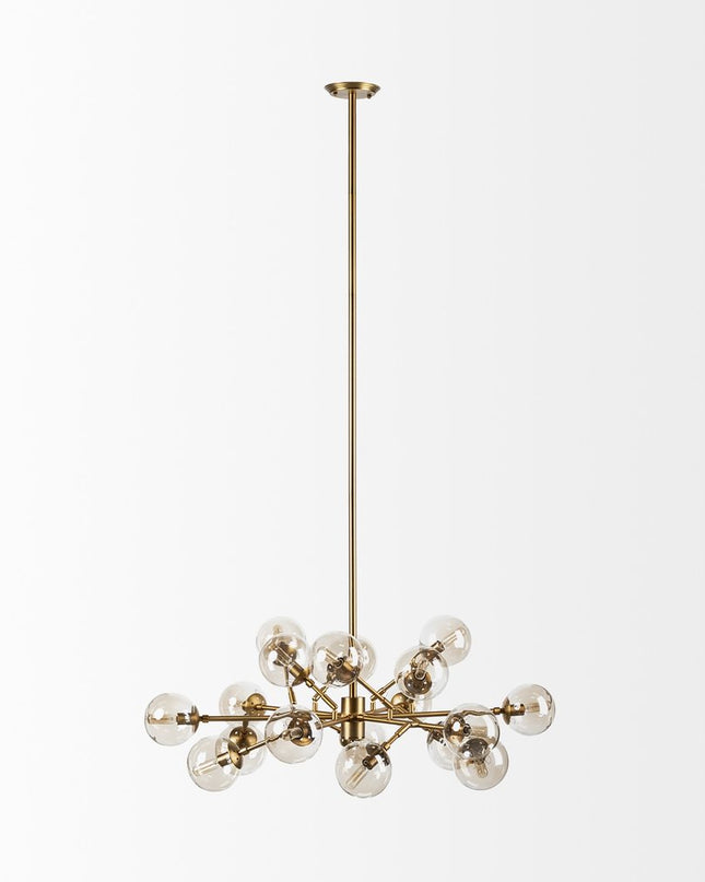 Gold Metal Eighteen Bulb Hanging Chandelier