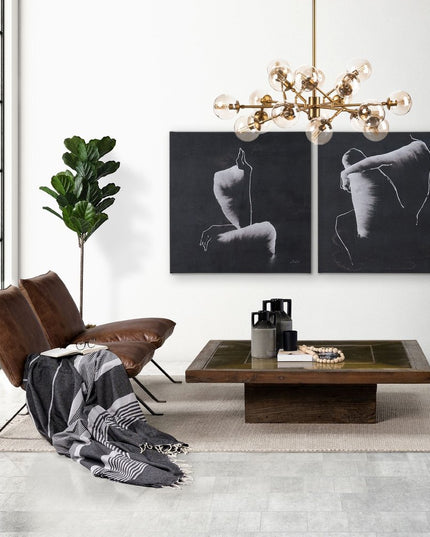 Gold Metal Eighteen Bulb Hanging Chandelier