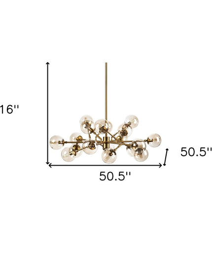 Gold Metal Eighteen Bulb Hanging Chandelier
