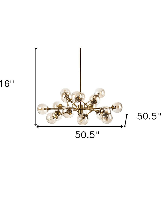 Gold Metal Eighteen Bulb Hanging Chandelier
