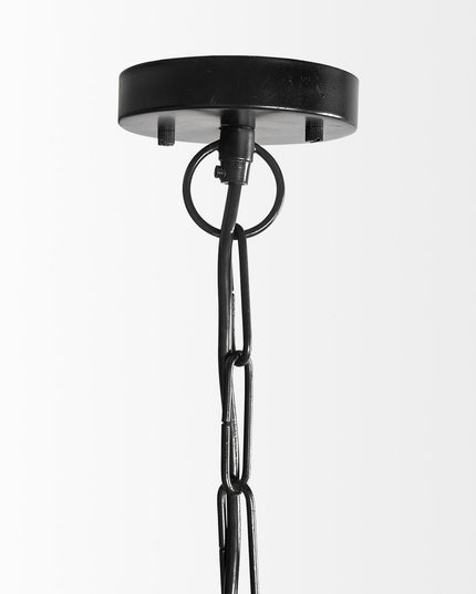 Wood And Metal Starburst Six Bulb Hanging Light