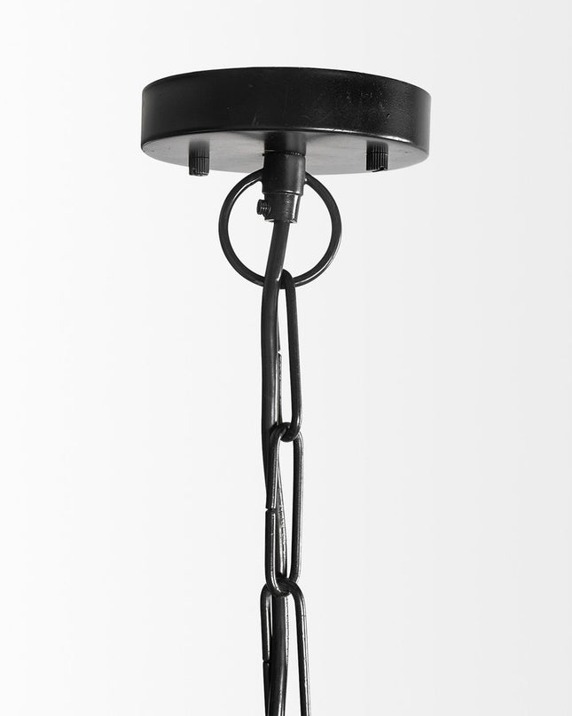 Wood And Metal Starburst Six Bulb Hanging Light